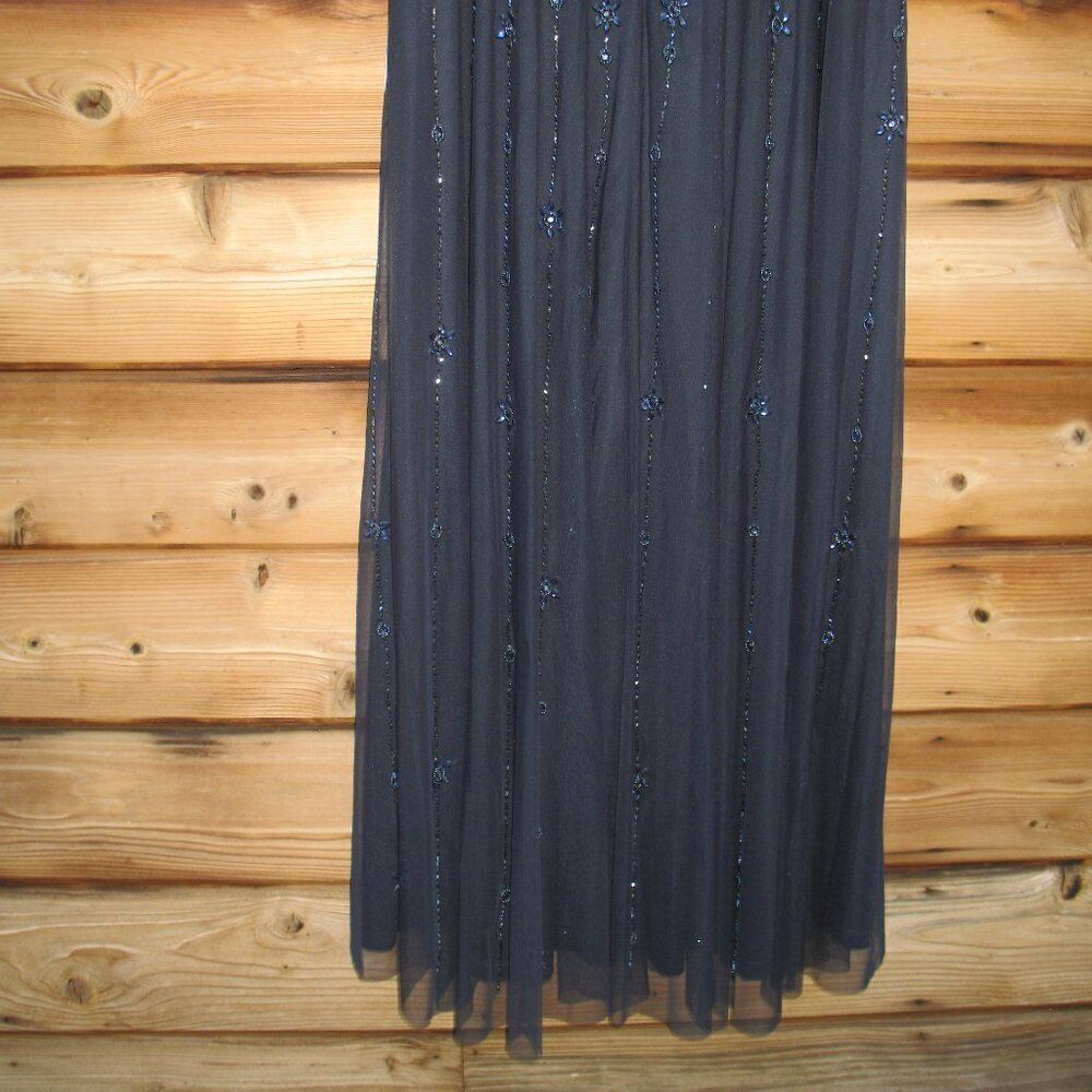 Mac Duggal 9223 Navy V Neck Embellished Flutter Sleeve A Line Gown - Picture 9 of 13